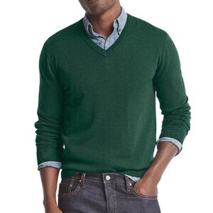 GAP Italian Merino Wool Sweater Mens Medium Green Long Sleeve V-Neck Pullover